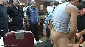 Blonde spinner gets double penetrated and fucked hard at a wild public display.