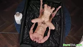 lovely teen masseuse in nuru gel gets pussy pounded by brad sterling