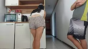 Risky Homemade Encounter with Husband's Friend During Shower, Deepthroat and Big Ass Action