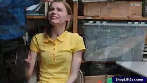 Skinny Shoplifter Pounded Hard by LP Officer in POV Office Encounter