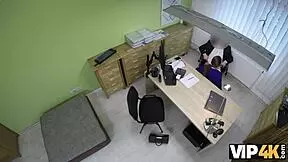 Young woman attends loan agency interview for cash