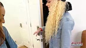 Skinny Blonde Sassy and Cute Brunette Lola Suck Tits and Hairy Twats