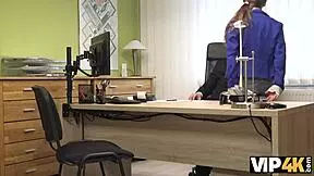 Young woman attends loan agency interview for cash