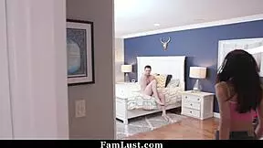 three hot lesbian babes kissing and licking each others boobs