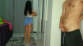 My stepdaughter leaves the door open after bath, I can't just stare at her hard tits and ass...