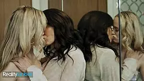 Athena Fleurs, Reagan Fox, and Nathan Bronson kiss