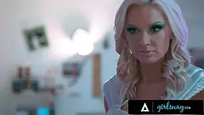 feeling overwhelmed in rough girlsway threesome with futuristic milf and vintage nerd