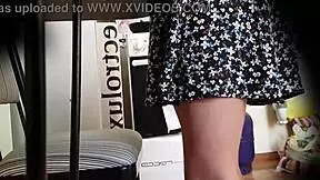 hey that upskirt friend of my stepsister is visiting and looking cute in her miniskirt