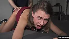 hey, this slut on a leash is getting used like a fleshlight, riding cock hard 😏