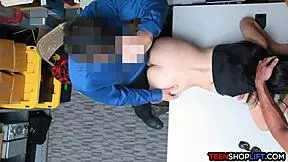 security guards catch cute teen shoplifter in office