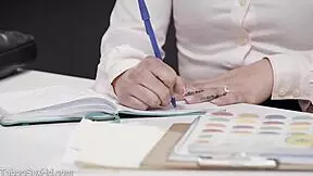 Hot Long Leg Brunette Screws Her Boss Hard.