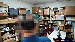 security guards catch cute teen shoplifter in office