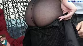 busty brunette teen lola in black dress and pantyhose gets seduced and fucked by max