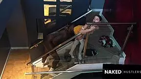 putting big black dick deep in this petite 18+ white chick's wet pussy