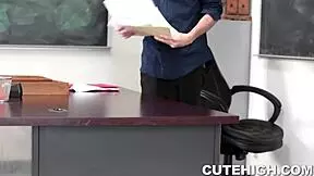 cute redhead bent over for hardcore teacher doggystyle fucking