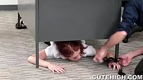 cute redhead bent over for hardcore teacher doggystyle fucking