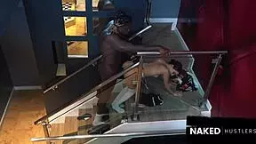 putting big black dick deep in this petite 18+ white chick's wet pussy