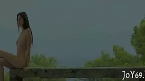 babe grips dildo in intense solo pussy play