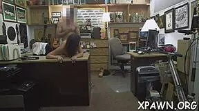 Amazing young woman feels passion in shop sex
