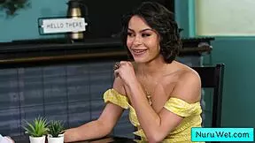 Are you ready for my wet nuru massage, client? Nicole Aria teases Seth Gamble.