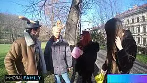 Mia Trejsi and Katy Rose in double vaginal foursome with blowjob and licking