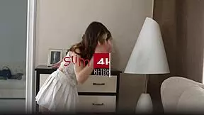 Skinny Girlfriend Catches Boyfriend Masturbating in the Bedroom