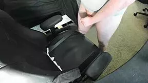 ginger explodes huge cum load on chair