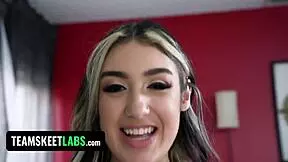 Bimbo girlfriend violet gems rides bf in cowgirl and doggystyle for creampie