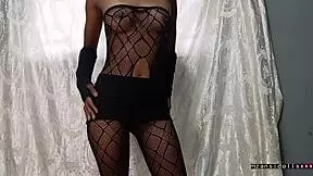 Watch This Ebony Teen Get Fucked In Fishnets!
