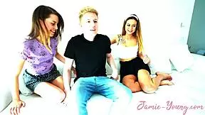 Tell me, how does this 19-year-old petite daughter-in-law get fucked to her limit by a monster cock?