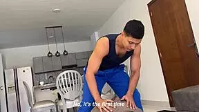 Muscular Gym Trainer From Hot Class Targets Petite 18+ Colombiana's Small Tits. Intense Workout Follows.