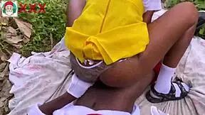 New Year bush fuck with African Santa banging his friend’s stepdaughter hard!