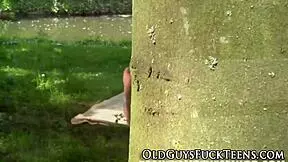 Teen 18+ swallows old man’s load outdoors. Care to watch?