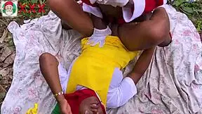New Year bush fuck with African Santa banging his friend’s stepdaughter hard!