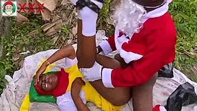 New Year bush fuck with African Santa banging his friend’s stepdaughter hard!