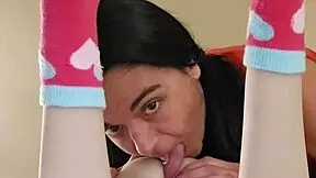 does emy angel massage her petite 18+ redhead body?