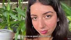 crazy cumwalk at starbucks, blew him in public toilet! ☕💦