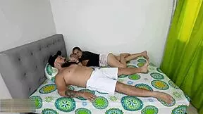 Tiny Brunette Half His Age Fucked Raw by Huge Dick. Cum Covered Quickie.