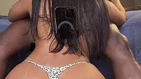 while her husband is away, this brunette amateur couple engages in intense face fucking and deepthroat with bbc