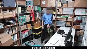 Shoplifting suspect gets caught and punished with hardcore doggystyle in the shop. Police watch as she takes a monster cock bent over.