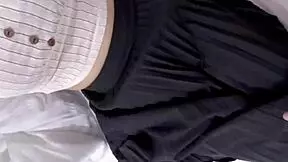 asian teen in room exploring her body with fingers