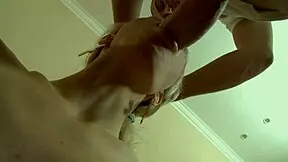 Blonde teen in doggystyle position