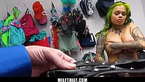 The milf in the garage shop tries to escape, but gets dominated bent over by the police.