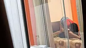 Mexican nurse Miranda banging her lover with the window wide open!