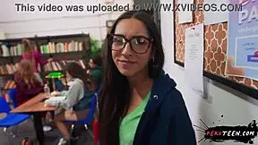 Sneaky Blowjob Under Table in Class with Horny Student