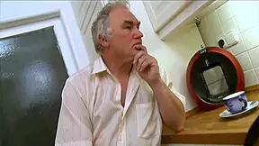 Young beauty eagerly sucks on an old hard cock