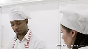 Yo, Cassie Fire, you craving that big black meat again in the kitchen?