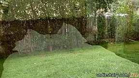 Brunette teen seduces nudist neighbor with perky nipples and big boobs on beach.