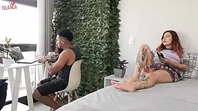 ruivinha tatuada fucks her pirocudo cunhado. she teases with blowjob and facial.