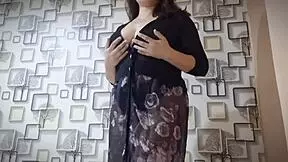 Hot Asian sexy girl plays passionately with natural big tits for lover